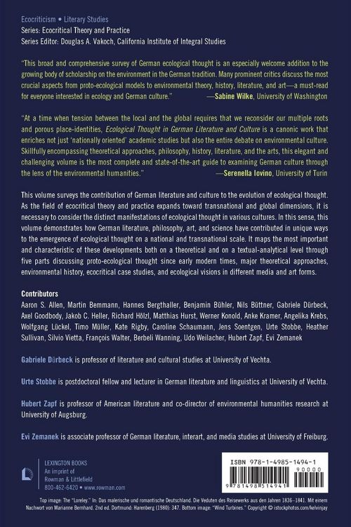 Produktbild: Ecological Thought in German Literature and Culture