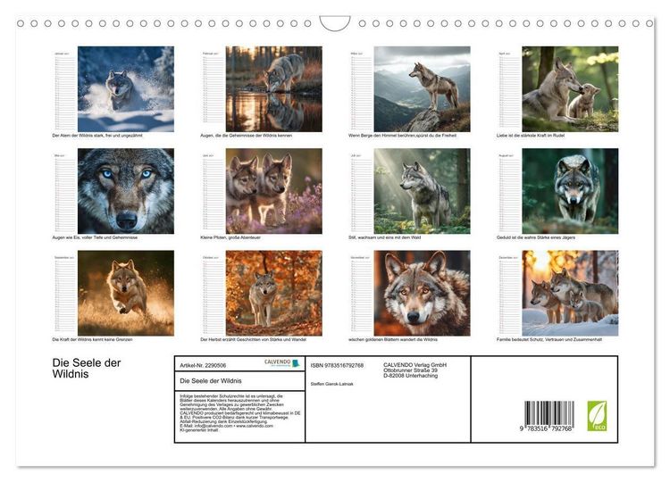 Produktbild: Die Seele der Wildnis (Wandkalender 2027 DIN A3 quer), CALVENDO Monatskalender