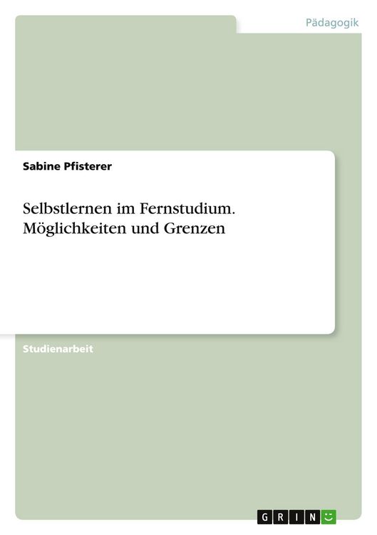Produktbild: Selbstlernen im Fernstudium. M&ouml;glichkeiten und Grenzen
