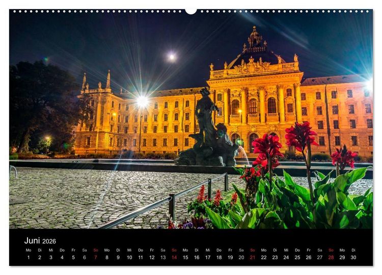 Produktbild: M&uuml;nchen bei Nacht (hochwertiger Premium Wandkalender 2026 DIN A2 quer), Kunstdruck in Hochglanz
