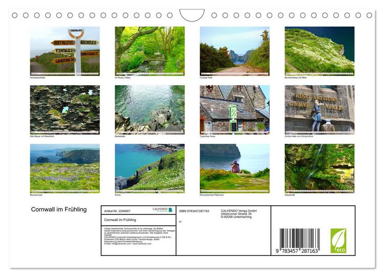 Produktbild: Cornwall im Fr&uuml;hling (Wandkalender 2026 DIN A4 quer), CALVENDO Monatskalender