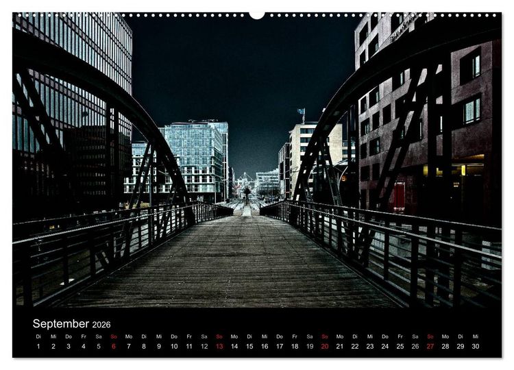 Produktbild: hamburg - night views (Wandkalender 2026 DIN A2 quer), CALVENDO Monatskalender