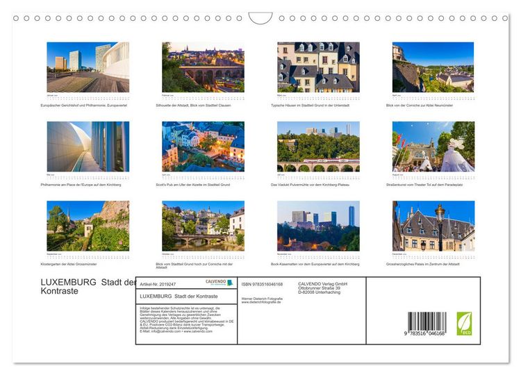 Produktbild: LUXEMBURG Stadt der Kontraste (Wandkalender 2026 DIN A3 quer), CALVENDO Monatskalender