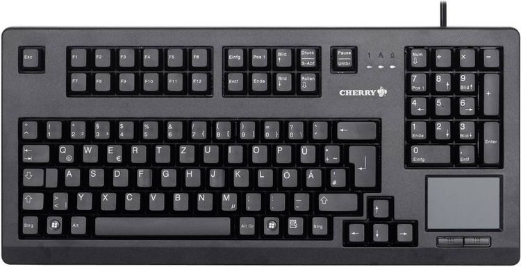 Produktbild: CHERRY Touchboard G80-11900 USB Tastatur Deutsch, QWERTZ Schwarz Integriertes Touchpad, Maustasten, 19" Anwendungen