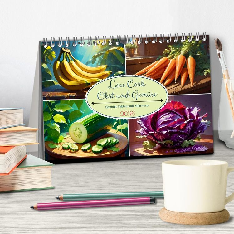 Produktbild: Low Carb Obst und Gem&uuml;se (Tischkalender 2026 DIN A5 quer), CALVENDO Monatskalender