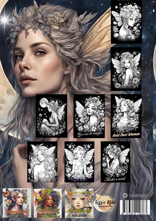 Produktbild: Feen Malbuch f&uuml;r Erwachsene Verzauberte Fantasy Magische Feen um Mitternacht - Ausmalbuch mit schwarzem Hintergrund