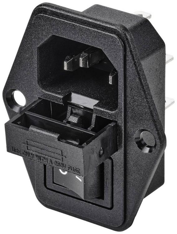 Produktbild: TRU COMPONENTS TC-10088400 Kaltger&auml;te-Steckverbinder C14 Stecker, Einbau vertikal Gesamtpolzahl: 3 10 A Schwarz 1 St.