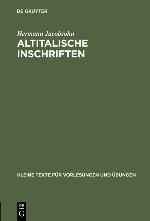 Produktbild: Altitalische Inschriften