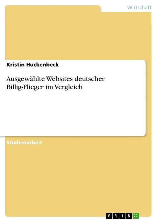 Produktbild: Ausgew&auml;hlte Websites deutscher Billig-Flieger im Vergleich