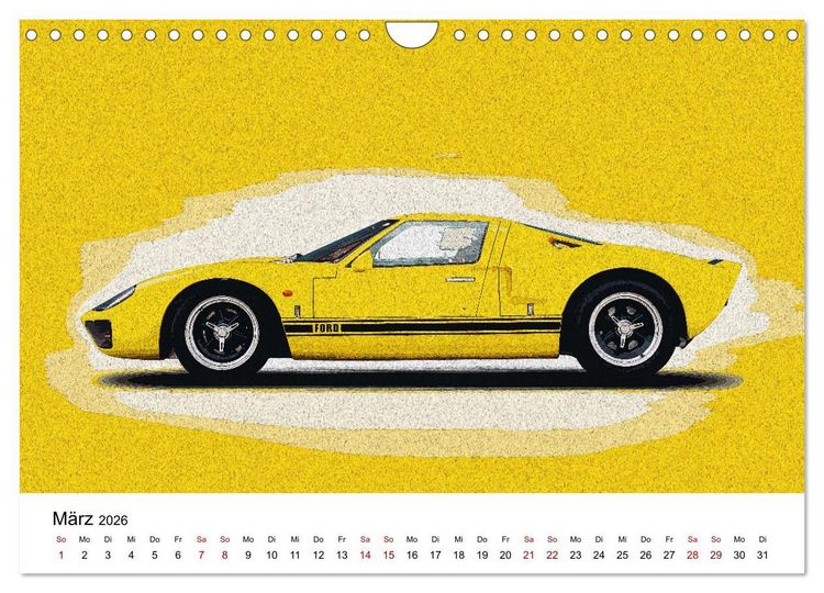 Produktbild: Car Art Edition Sportwagenlegenden (Wandkalender 2026 DIN A4 quer), CALVENDO Monatskalender