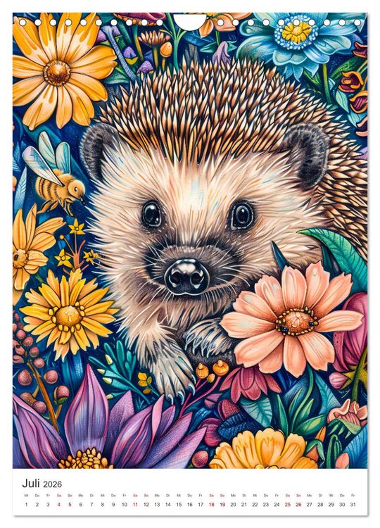 Produktbild: Tierkinder - Niedliche illustrierte Wildtiere in Wald und Flur (Wandkalender 2026 DIN A4 hoch), CALVENDO Monatskalender