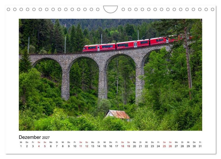 Produktbild: Die Rh&auml;tische Bahn - Ein Kurztrip in die Schweiz (Wandkalender 2027 DIN A4 quer), CALVENDO Monatskalender