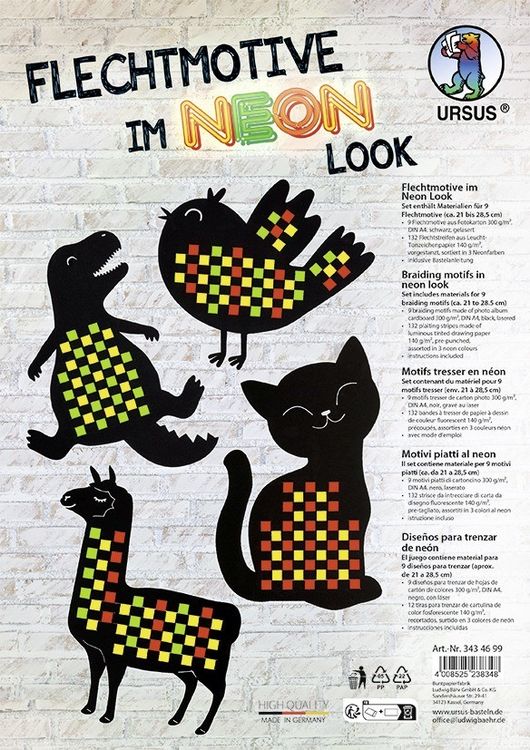 Produktbild: URSUS Flechtmotive im Neon-Look. 9er Set