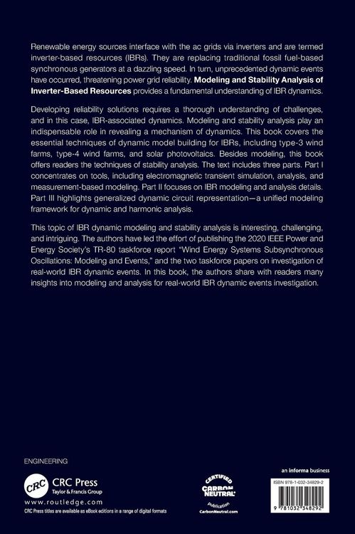 Produktbild: Modeling and Stability Analysis of Inverter-Based Resources