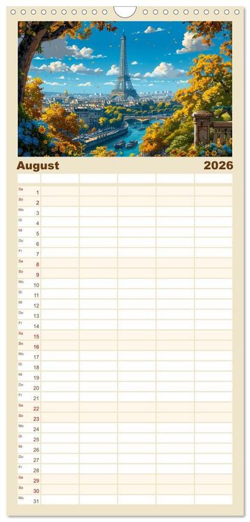 Produktbild: Familienplaner 2026 - Reisest&auml;dte Europas mit 5 Spalten (Wandkalender, 21 x 45 cm) CALVENDO