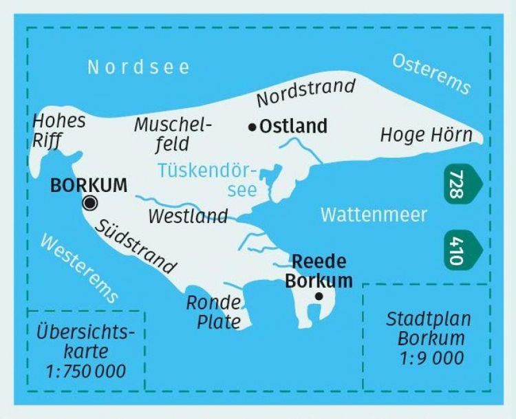 Produktbild: KOMPASS Wanderkarte 727 Borkum im Nationalpark Nieders&auml;chsisches Wattenmeer 1:15.000