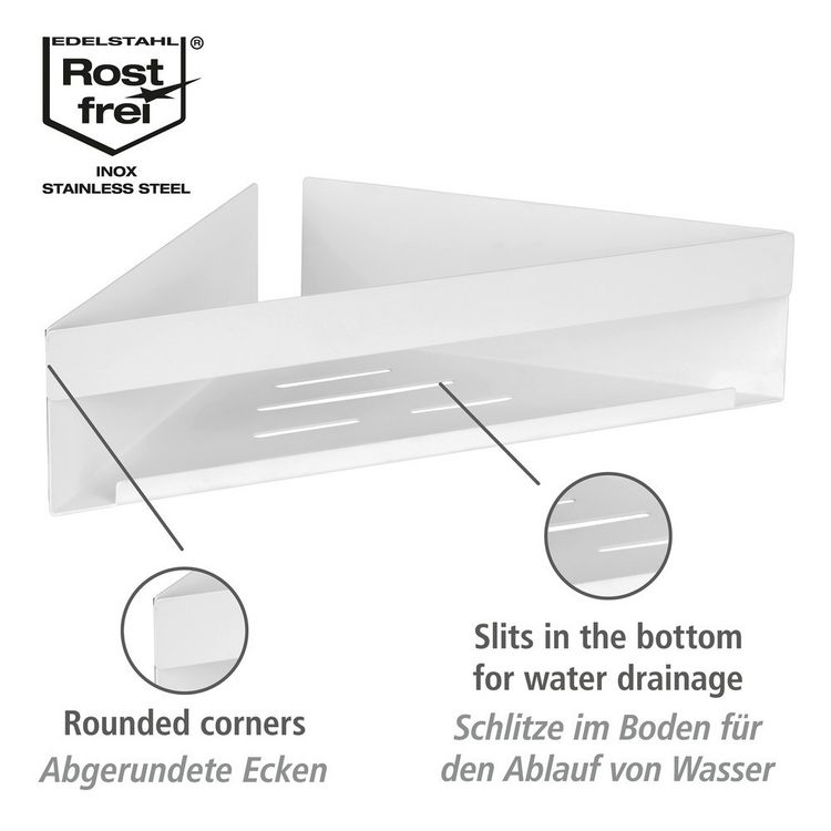 Produktbild: Turbo-Loc&reg; Eckablage Mod. Genova White matt, Befestigen ohne Bohren mit Spezial-Klebepad
