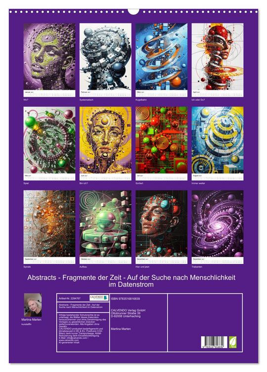 Produktbild: Abstracts - Fragmente der Zeit - Auf der Suche nach Menschlichkeit im Datenstrom (Wandkalender 2027 DIN A2 hoch), CALVENDO Monatskalender