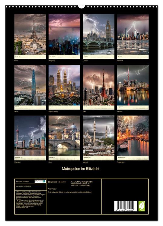 Produktbild: Metropolen im Blitzlicht (hochwertiger Premium Wandkalender 2026 DIN A2 hoch), Kunstdruck in Hochglanz
