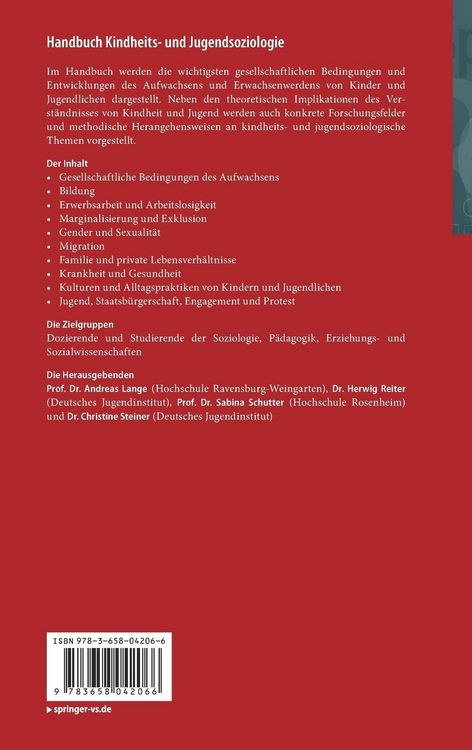 Produktbild: Handbuch Kindheits- und Jugendsoziologie