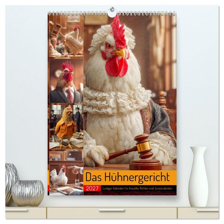 Produktbild: Das H&uuml;hnergericht - Lustiger Kalender f&uuml;r Anw&auml;lte, Richter und Jurastudenten (hochwertiger Premium Wandkalender 2027 DIN A2 hoch), Kunstdruck in Hochglanz