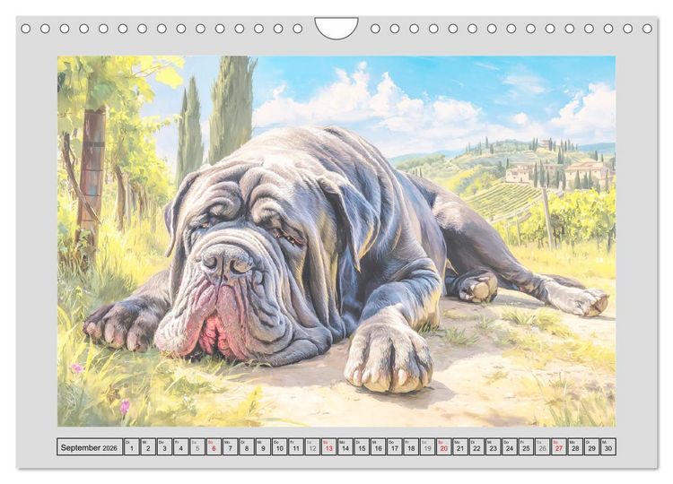 Produktbild: Mastino Napoletano. Die wuchtigen Molosser im Painting-Stil (Wandkalender 2026 DIN A4 quer), CALVENDO Monatskalender