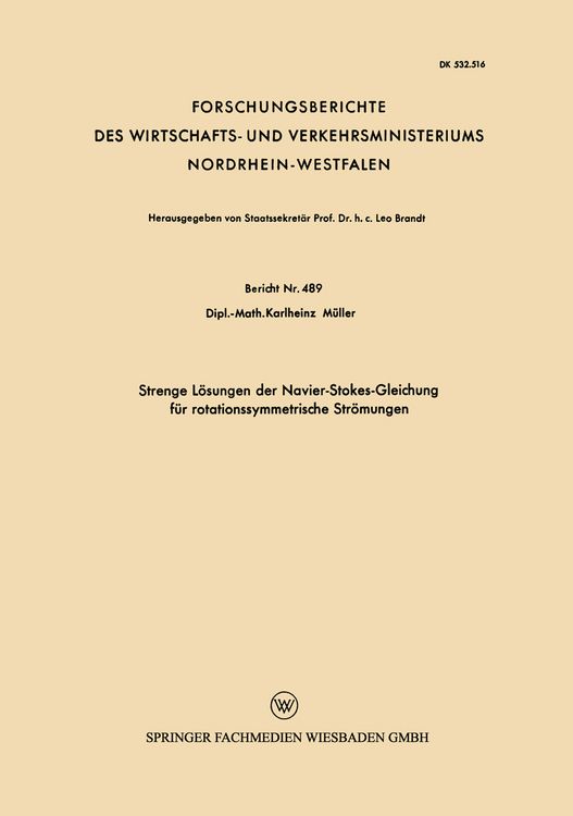 Produktbild: Strenge L&ouml;sungen der Navier-Stokes-Gleichung f&uuml;r rotationssymmetrische Str&ouml;mungen