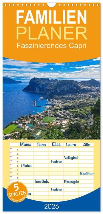 Produktbild: Familienplaner 2026 - Faszinierendes Capri mit 5 Spalten (Wandkalender, 21 x 45 cm) CALVENDO