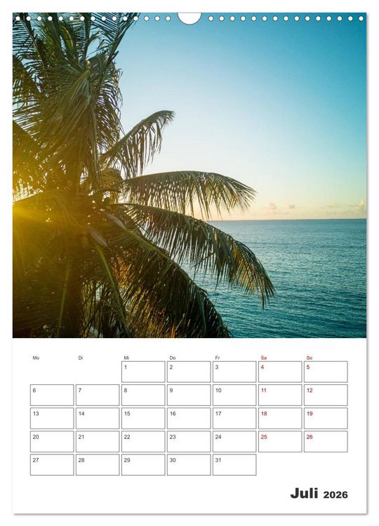 Produktbild: Curacao - Terminplaner (Wandkalender 2026 DIN A3 hoch), CALVENDO Monatskalender