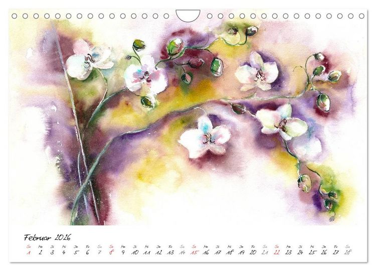 Produktbild: Blumen Bl&uuml;ten Aquarelle (Wandkalender 2026 DIN A4 quer), CALVENDO Monatskalender