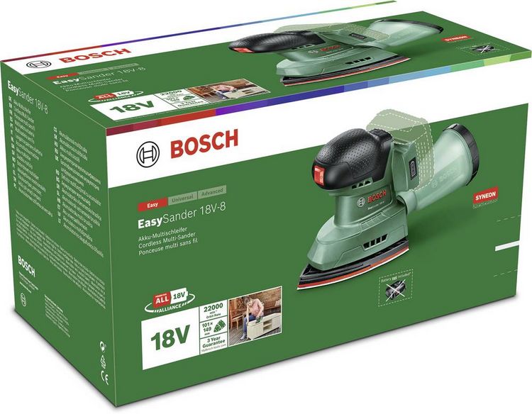 Produktbild: Bosch Home and Garden EasySander 18V-8 06033E3000 Exzenterschleifer ohne Akku 18 V 2.5 Ah Anzahl mitgelieferte Akkus 0