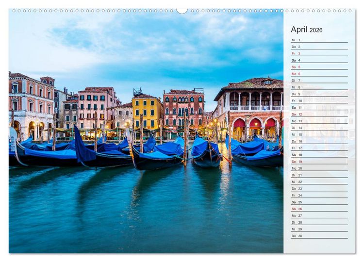 Produktbild: Venedig - Stille Momente (hochwertiger Premium Wandkalender 2026 DIN A2 quer), Kunstdruck in Hochglanz