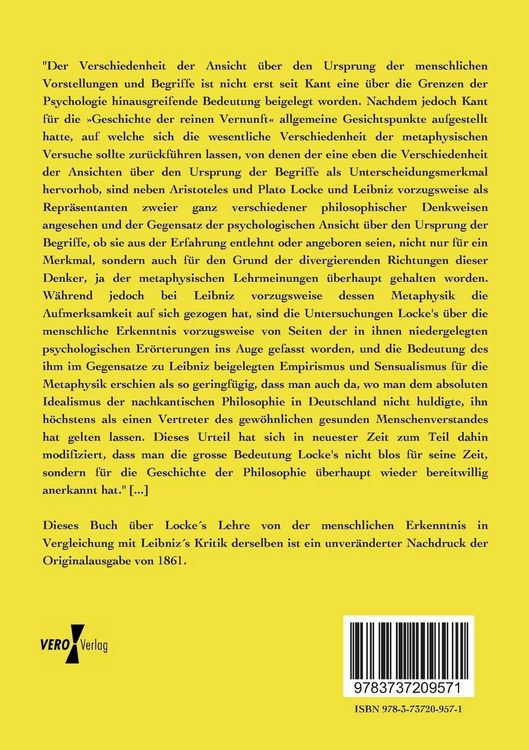 Produktbild: Locke&acute;s Lehre von der menschlichen Erkenntnis in Vergleichung mit Leibniz&acute;s Kritik derselben