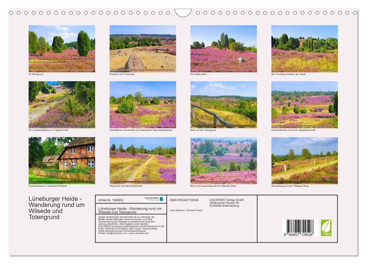 Produktbild: L&uuml;neburger Heide - Wanderung rund um Wilsede und Totengrund (Wandkalender 2026 DIN A3 quer), CALVENDO Monatskalender