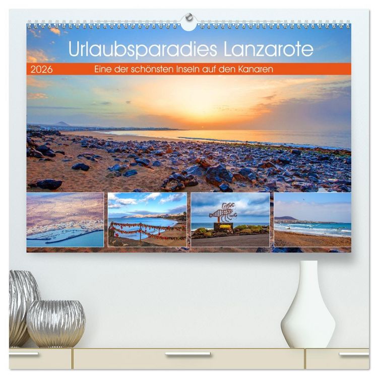 Produktbild: Urlaubsparadies Lanzarote (hochwertiger Premium Wandkalender 2026 DIN A2 quer), Kunstdruck in Hochglanz