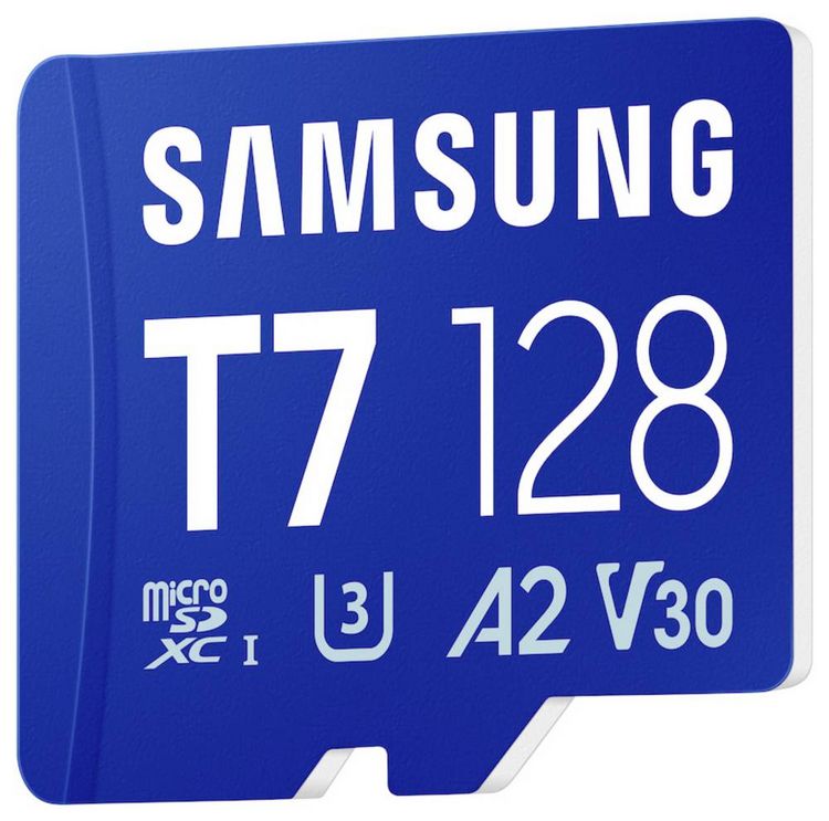 Produktbild: Samsung T7 microSDXC-Karte Retail 128 GB UHS-I U3, A2 Application Performance Class, Class 10, v30 Video Speed Class