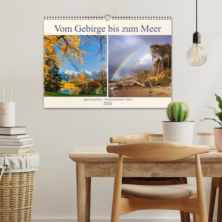 Produktbild: Vom Gebirge bis zum Meer, Alpen/Erzgebirge - Mitteldeutschland - K&uuml;ste (Wandkalender 2026 DIN A3 quer), CALVENDO Monatskalender