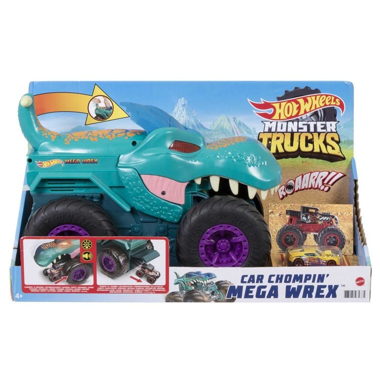 Produktbild: Hot Wheels Monster Trucks autofressender Mega-Wrex, inkl. 1 Spielzeugauto