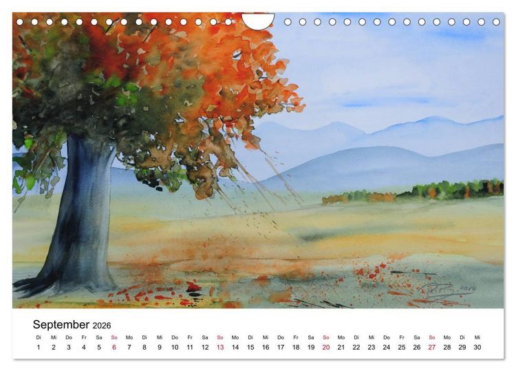 Produktbild: Landschafts-Aquarelle 2026 Roswita Ilona Baumann (Wandkalender 2026 DIN A4 quer), CALVENDO Monatskalender