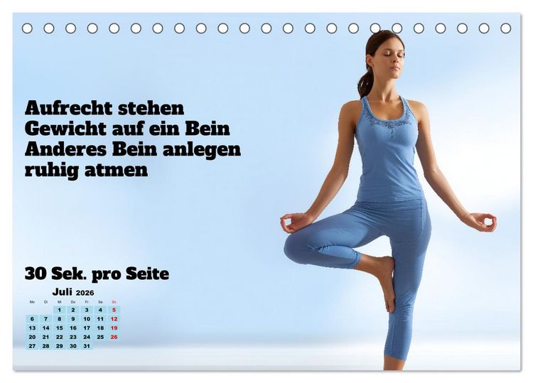 Produktbild: Yoga Kalender - &Uuml;bungen und Meditation f&uuml;r jeden Monat (Tischkalender 2026 DIN A5 quer), CALVENDO Monatskalender