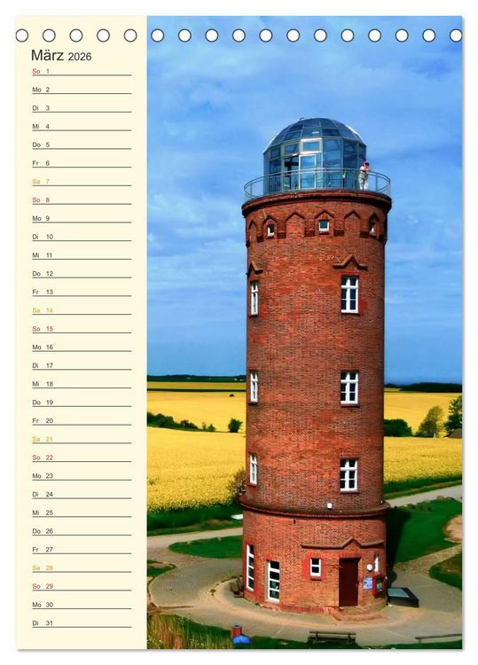 Produktbild: Deutsche Leuchtt&uuml;rme - maritimer Geburtstagsplaner (Tischkalender 2026 DIN A5 hoch), CALVENDO Monatskalender