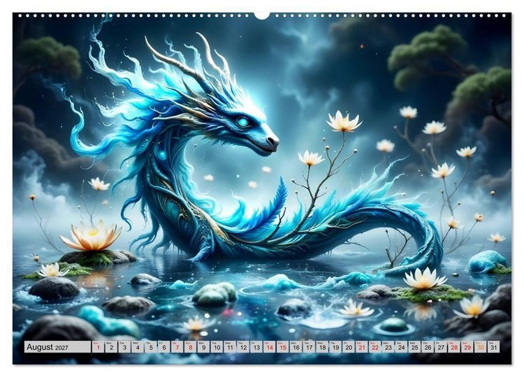 Produktbild: Lotus blossom dragons (High Quality Premium Wall Calendar 2027 DIN A2 landscape),CALVENDO 12 Month Wall Calendar