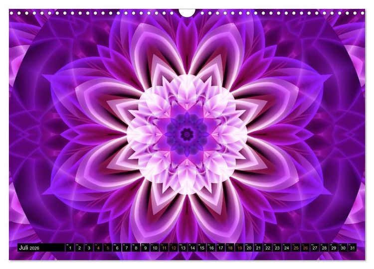 Produktbild: Energie - Mandalas, Spiritualit&auml;t durch die Farbe Lila (Wandkalender 2026 DIN A3 quer), CALVENDO Monatskalender
