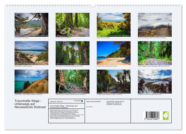 Produktbild: Traumhafte Wege - Unterwegs auf Neuseelands S&uuml;dinsel (hochwertiger Premium Wandkalender 2026 DIN A2 quer), Kunstdruck in Hochglanz