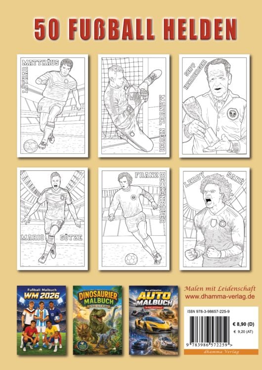 Produktbild: Fu&szlig;ball-Malbuch STARS & LEGENDEN der deutschen Nationalmannschaft ab 6 Jahren mit 50 Motiven zum Ausmalen - ohne Spielersteckbrief