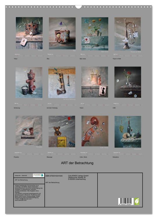 Produktbild: ART der Betrachtung (Wandkalender 2026 DIN A2 hoch), CALVENDO Monatskalender