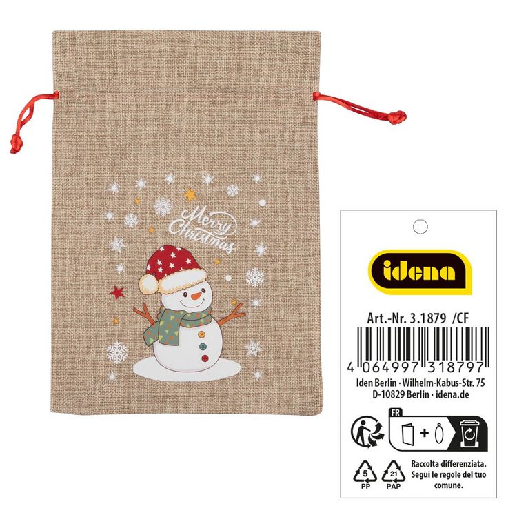 Produktbild: Idena Weihnachtsgeschenksack Schneemann 22x32cm