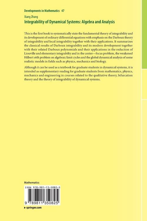 Produktbild: Integrability of Dynamical Systems: Algebra and Analysis