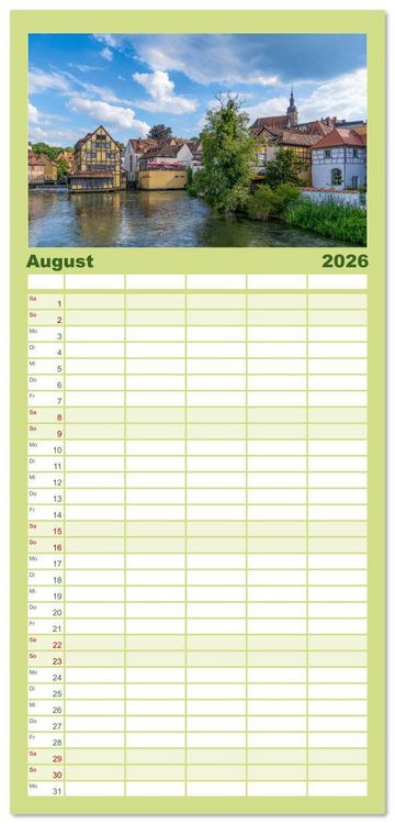 Produktbild: Familienplaner 2026 - Franken - Malerische Orte und Landschaften mit 5 Spalten (Wandkalender, 21 x 45 cm) CALVENDO