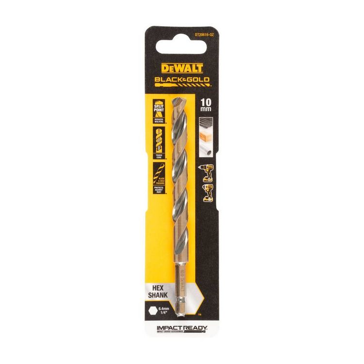 Produktbild: DEWALT DT20616-QZ HSS-G Metall-Spiralbohrer 1 St&uuml;ck 10 mm Gesamtl&auml;nge 138 mm korrosionsgesch&uuml;tzt Sechskant 1 St.
